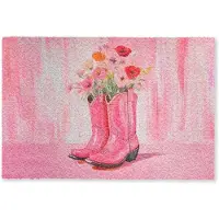 MuchoWow Deurmat 60x40 cm - Droogloopmat Roze - Bloemen - Cowboy - Mat voor binnen - Schoonloopmat - Deurmatten met print - Inloopmat
