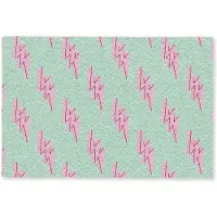 MuchoWow Deurmat 90x60 cm - Droogloopmat Bliksemschichten - Patroon - Groen - Roze - Mat voor binnen - Schoonloopmat - Deurmatten met print - Inloopmat