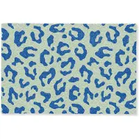 MuchoWow Deurmat 90x60 cm - Droogloopmat Panterprint - Blauw - Groen - Dierenprint - Mat voor binnen - Schoonloopmat - Deurmatten met print - Inloopmat