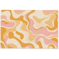 MuchoWow Deurmat 90x60 cm - Droogloopmat Abstract - Golvend - Oranje - Mat voor binnen - Schoonloopmat - Deurmatten met print - Inloopmat