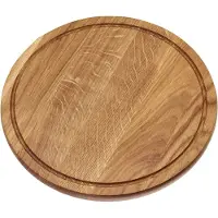 Kadax Ronde snijplank van eiken, antibacteriële snackplank, houten snijplank met speciale uitsparingen, ontbijtplank, snijonderlegger (diameter 40 cm)