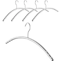 Sotech 5 stuks design kledinghangers van roestvrij staal SS201 met antislipringen (haken 360 graden draaibaar, ronde buis Ø 12 mm x 433 mm, geborsteld) overhemdhangers voor kledingkasten en garderobes