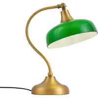 QAZQA Klassieke tafellamp brons met groen opaalglas - Clerk