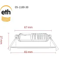 Expo Trading ETH Ronin Led inbouwspot Zwart 6w 600Lm DTW 2000l-3000k 60gr. IP44 + ext.driver dimbaar 82x27mm zaag 68mm