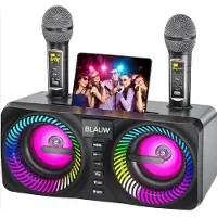BOG Draagbaar Karaokesysteem 30W met 2 Draadloze UHF Microfoons Oplaadbare Sleuf en Sono Luidspreker Complete Karaoke Set Voor Thuis en Feestjes