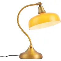 QAZQA Klassieke tafellamp brons met oranje opaal glas - Clerk