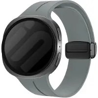 Strap-it Siliconen bandje met magnetische D-Buckle sluiting geschikt voor Samsung Galaxy Watch 9 (40/44mm) / Watch 8 (40/44mm) / 8 Classic (46mm) - donkergrijs