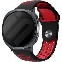 Strap-it Siliconen sport bandje met druksluiting geschikt voor Samsung Galaxy Watch 9 (40/44mm) / Watch 8 (40/44mm) / 8 Classic (46mm) - zwart/rood