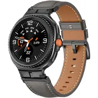 Strap-it Luxe leren bandje met gespsluiting - horlogeband leer geschikt voor Samsung Galaxy Watch 9 (40/44mm) / Watch 8 (40/44mm) / 8 Classic (46mm) - grijs