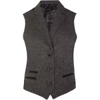 TruClothing Womens Tweed jaren 1920 visgraat grijs vest