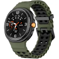 Strap-it Ocean siliconen bandje met gespsluiting geschikt voor Samsung Galaxy Watch 9 (40/44mm) / Watch 8 (40/44mm) / 8 Classic (46mm) - legergroen/zwart