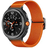 Strap-it Elastisch nylon bandje met klemsluiting geschikt voor Samsung Galaxy Watch 9 (40/44mm) / Watch 8 (40/44mm) / 8 Classic (46mm) - oranje