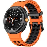 Strap-it Ocean siliconen bandje met gespsluiting geschikt voor Samsung Galaxy Watch 9 (40/44mm) / Watch 8 (40/44mm) / 8 Classic (46mm) - oranje/zwart