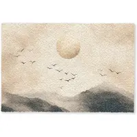 MuchoWow Deurmat 90x60 cm - Droogloopmat Landschap - Japandi - vogel - Mat voor binnen - Schoonloopmat - Deurmatten met print - Inloopmat