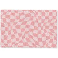 MuchoWow Deurmat 60x40 cm - Droogloopmat Hokjes patroon - Roze - Golvende lijnen - Mat voor binnen - Schoonloopmat - Deurmatten met print - Inloopmat