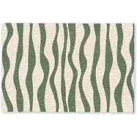 MuchoWow Deurmat 90x60 cm - Droogloopmat Golvende lijnen - Beige - Groen - Strepen - Abstract - Mat voor binnen - Schoonloopmat - Deurmatten met print - Inloopmat