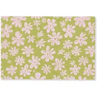 MuchoWow Deurmat 90x60 cm - Droogloopmat Bloemen - Roze - Getekend - Patroon - Mat voor binnen - Schoonloopmat - Deurmatten met print - Inloopmat