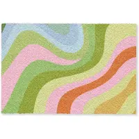 MuchoWow Deurmat 90x60 cm - Droogloopmat Lijnen - Pasteltinten - Golvend - Mat voor binnen - Schoonloopmat - Deurmatten met print - Inloopmat