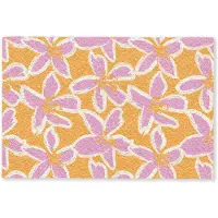 MuchoWow Deurmat 60x40 cm - Droogloopmat Bloemen - Patroon - Roze - Oranje - Mat voor binnen - Schoonloopmat - Deurmatten met print - Inloopmat