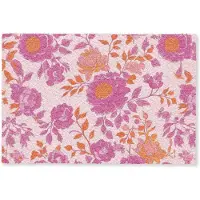 MuchoWow Deurmat 90x60 cm - Droogloopmat Bloemenpatroon - Roze - Oranje - Bloemen - Mat voor binnen - Schoonloopmat - Deurmatten met print - Inloopmat