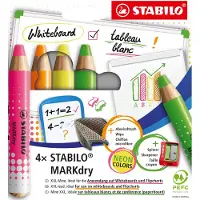 Stabilo MARKdry 648/4-01 Niet permanent Marker Kleurenassortiment Extra breed Conisch 4 stuks