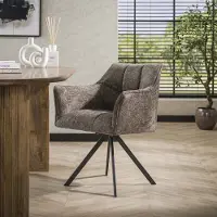 Dimehouse Set van 2 Eetkamerstoelen Lino Chenille Stof Rich Taupe Draaibaar - Chenille - Scandinavisch & Basic