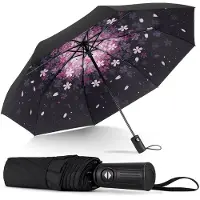 BOTC Stormparaplu Opvouwbaar met Beschermhoes - UV-bescherming - 100CM - Starry sky - Grote Paraplu - Automatisch Uitklapbaar - Kersenbloesems