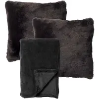 Dutch decor - VOORDEELSET - 3-delig - Zaya & Harvey - 2 sierkussens 45x45 cm - 1 plaid 150x200 cm - zwart
