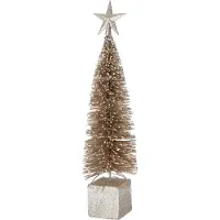Intratuin Mini Kunstkerstboom Frank Beige Op Voet Met 15 Lampjes Warm Wit D 14 H 60 Cm