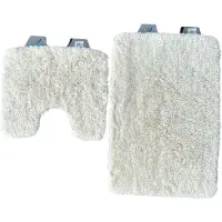 Wicotex - Badmat set met Toiletmat - WC mat met uitsparing Bergen Uni Beige - Antislip onderkant - Fluffy zacht