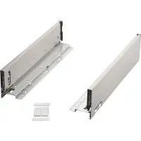 Sotech 10 paar ladebakken Blum LEGRABOX pure 770M6502I roestvrij staal (nominale lengte 650 mm, systeemhoogte M 90,3 mm) Lade-accessoires met anti-vingerafdruk incl. afdekkappen