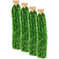 Inge-glas Inge Christmas Decor Kerstslinger - 4x - groen - folie - 270 cm - lametta - kerstboomslinger - kerstversiering