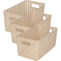 PlasticForte Opbergmand - 5x stuks - Kastmand - rotan kunststof - taupe - 5 Liter - 15 x 28 x 13 cm