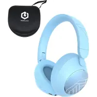 PowerLocus Orion - Koptelefoon Draadloos – Koptelefoon Bluetooth - met ENC Microfoon – 70 Uur batterijduur - Memory Foam Oorkussens - Wireless & met Aux kabel Mode – incl. Premium Case - Light Blue