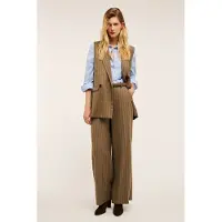 Motivi Oversized Pinstriped Waistcoat Light Green Maat: XS | Gilets Outlet | Dames | Bruin