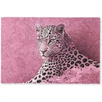 MuchoWow Deurmat 90x60 cm - Droogloopmat Panter - Luxe - Roze - Mat voor binnen - Schoonloopmat - Deurmatten met print - Inloopmat