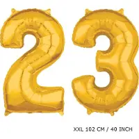 TGL Mega grote XXL gouden folie ballon cijfer 23 jaar. leeftijd verjaardag 23 jaar. 102 cm 40 inch. Met rietje om ballonnen mee op te blazen.