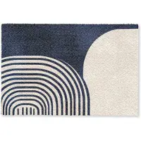 MuchoWow Deurmat 90x60 cm - Droogloopmat Donkerblauw - Abstract - Lijnen - Mat voor binnen - Schoonloopmat - Deurmatten met print - Inloopmat