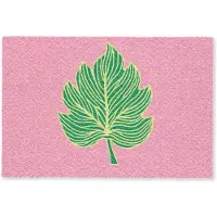 MuchoWow Deurmat 90x60 cm - Droogloopmat Blad - Groen - Illustratie - Minimalistisch - Mat voor binnen - Schoonloopmat - Deurmatten met print - Inloopmat
