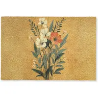 MuchoWow Deurmat 60x40 cm - Droogloopmat Bladeren - Boeket - Bloemen - Geel - Mat voor binnen - Schoonloopmat - Deurmatten met print - Inloopmat
