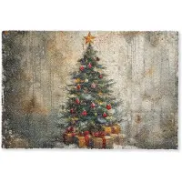 MuchoWow Deurmat 60x40 cm - Droogloopmat Kerstboom - Vintage - Kerst - Cadeau - Mat voor binnen - Schoonloopmat - Deurmatten met print - Inloopmat