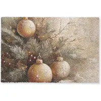 MuchoWow Deurmat 90x60 cm - Droogloopmat Kerst - Kerstballen - Beige - Goud - Mat voor binnen - Schoonloopmat - Deurmatten met print - Inloopmat