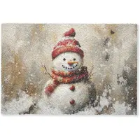 MuchoWow Deurmat 90x60 cm - Droogloopmat Sneeuwpop - Winter - Sneeuw - Beige - Mat voor binnen - Schoonloopmat - Deurmatten met print - Inloopmat