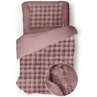 Eleganzzz Dekbedovertrek Shiny Bubble Pom Pom Flanel Fleece - old rose 140x200/220cm