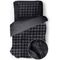Eleganzzz Dekbedovertrek Shiny Bubble Pom Pom Flanel Fleece - dark grey 140x200/220cm
