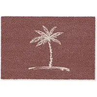 MuchoWow Deurmat 60x40 cm - Droogloopmat Palmboom - Beige - Rood - Tropisch - Mat voor binnen - Schoonloopmat - Deurmatten met print - Inloopmat