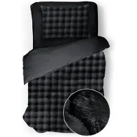 Eleganzzz Dekbedovertrek Shiny Bubble Pom Pom Flanel Fleece - black 140x200/220cm