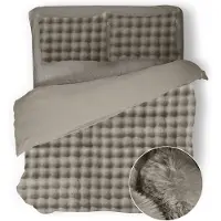 Eleganzzz Dekbedovertrek Shiny Bubble Pom Pom Flanel Fleece - beige 240x200/220cm