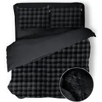 Eleganzzz Dekbedovertrek Shiny Bubble Pom Pom Flanel Fleece - black 200x200/220cm