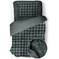 Eleganzzz Dekbedovertrek Shiny Bubble Pom Pom Flanel Fleece - olive green 140x200/220cm